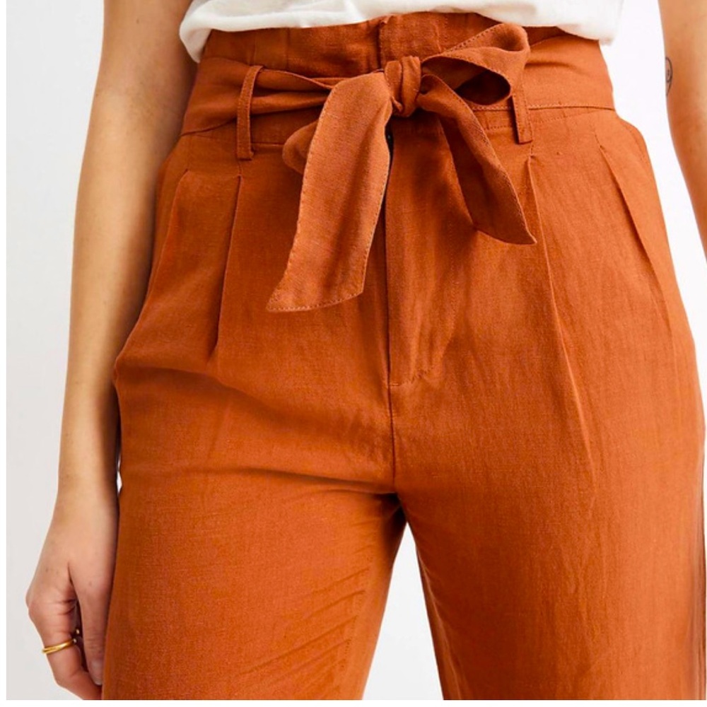 Madewell linen paperbag waist cropped pants